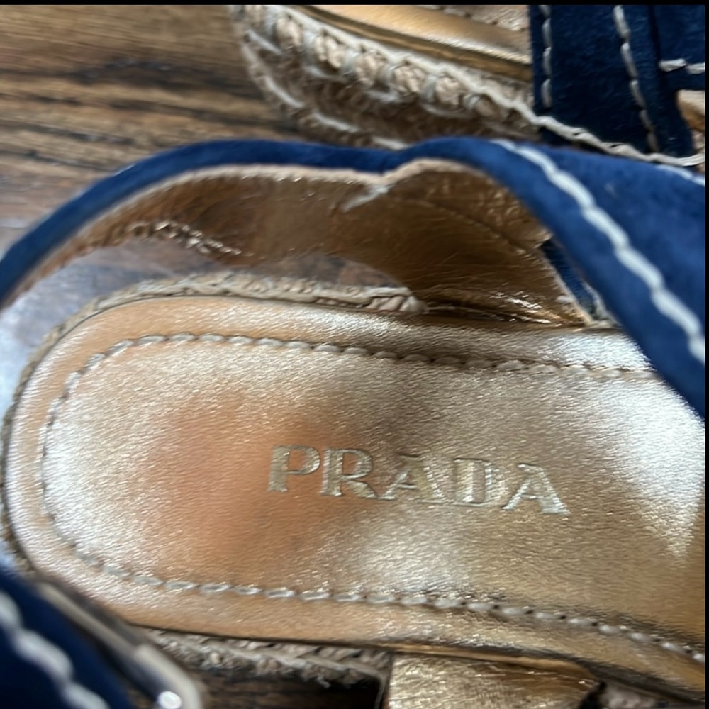 Prada Crisscross Suede Espadrille Sandals Size 36 1/2 (6.5) - Picture 4 of 8